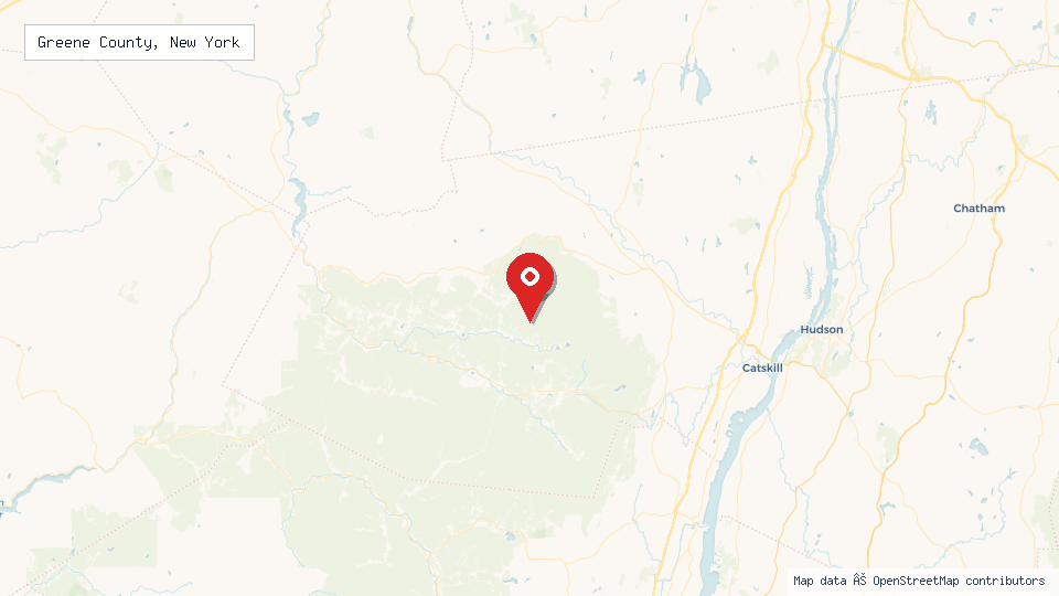 Street map of Greene County, New York with location pin