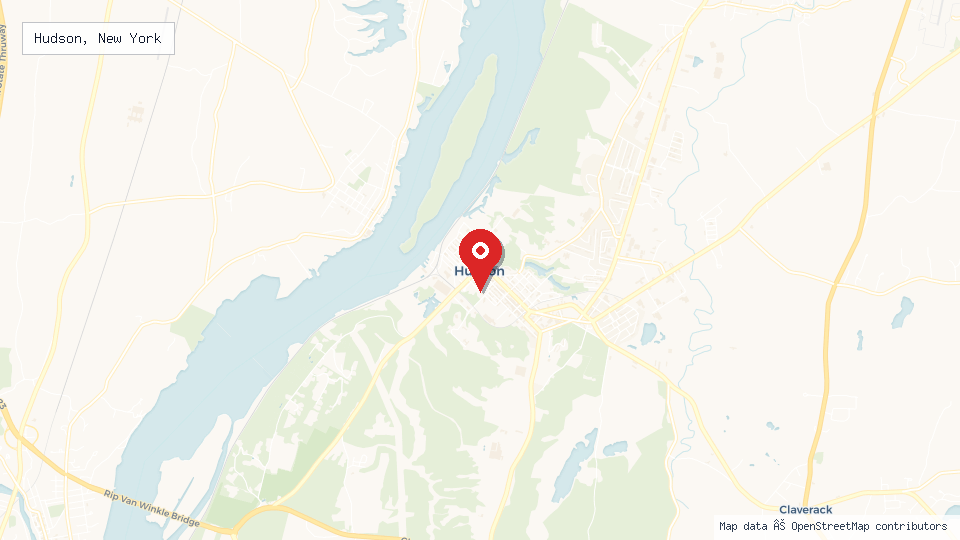 Street map of Hudson, New York with location pin