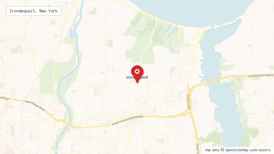 Street map of Irondequoit, New York with location pin
