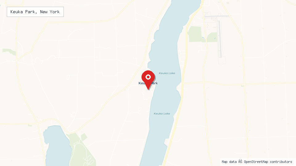 Street map of Keuka Park, New York with location pin