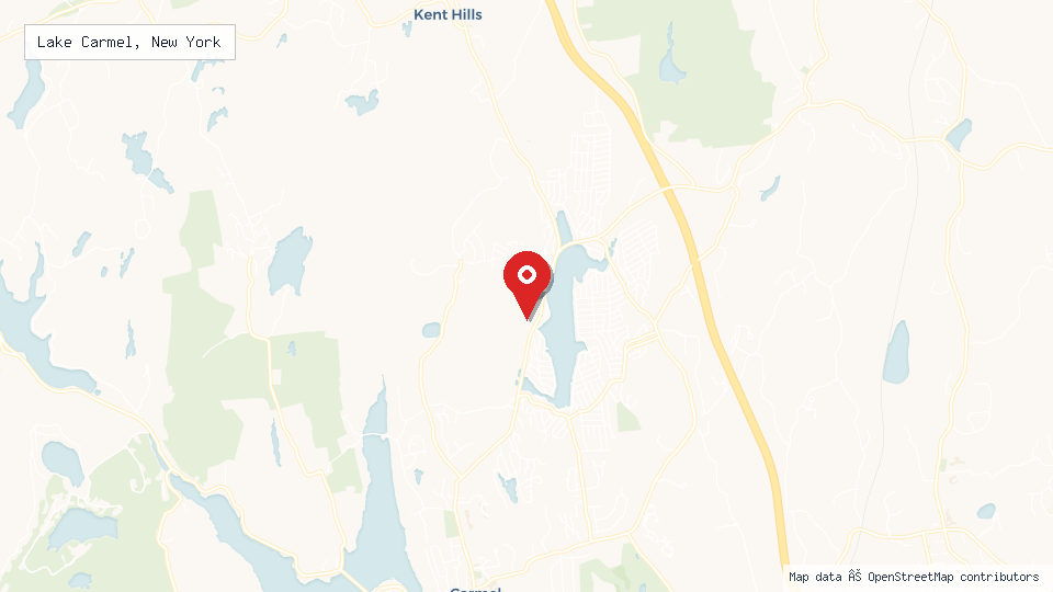 Street map of Lake Carmel, New York with location pin