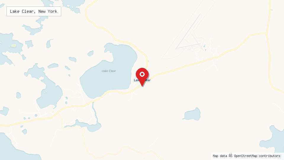 Street map of Lake Clear, New York with location pin