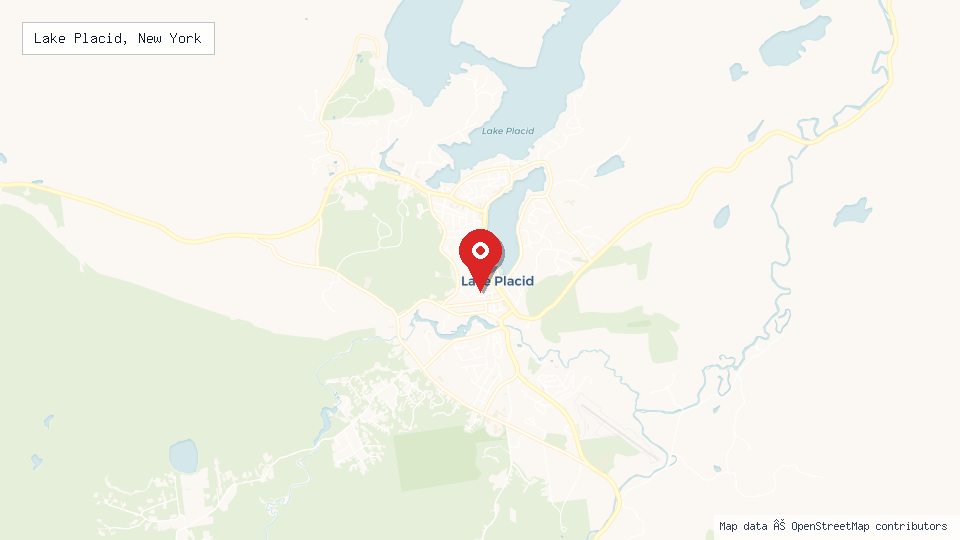 Street map of Lake Placid, New York with location pin