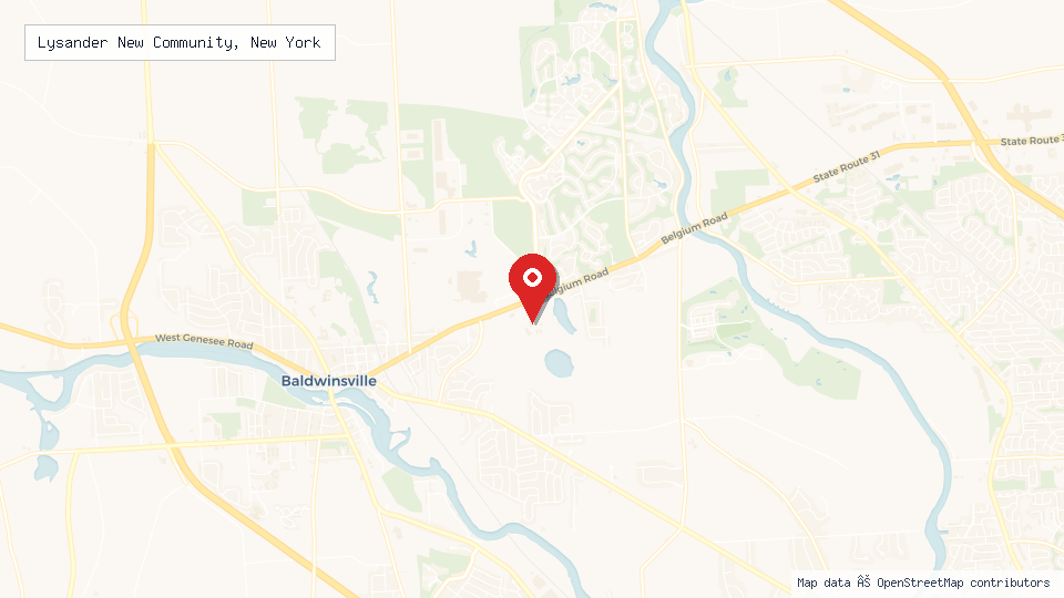 Street map of Lysander New Community, New York with location pin