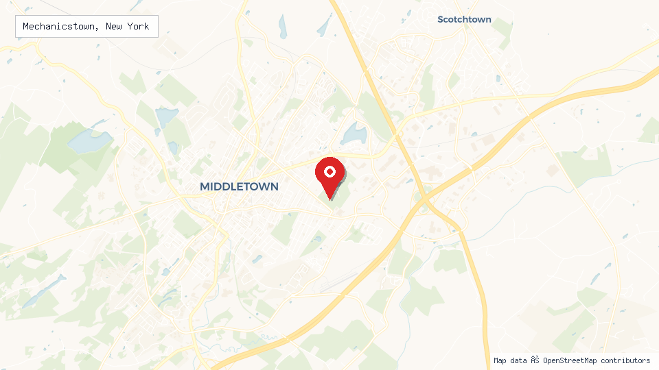 Street map of Mechanicstown, New York with location pin