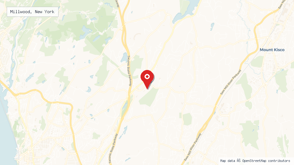 Street map of Millwood, New York with location pin