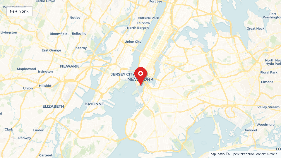 Street map of New York with location pin