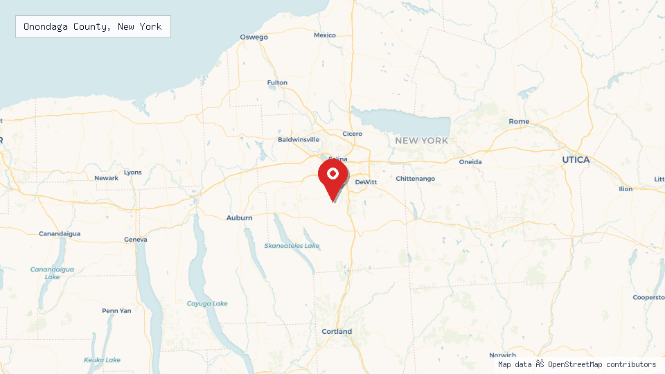 Street map of Onondaga County, New York with location pin