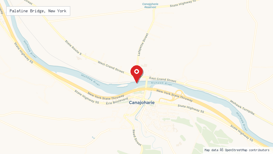 Street map of Palatine Bridge, New York with location pin