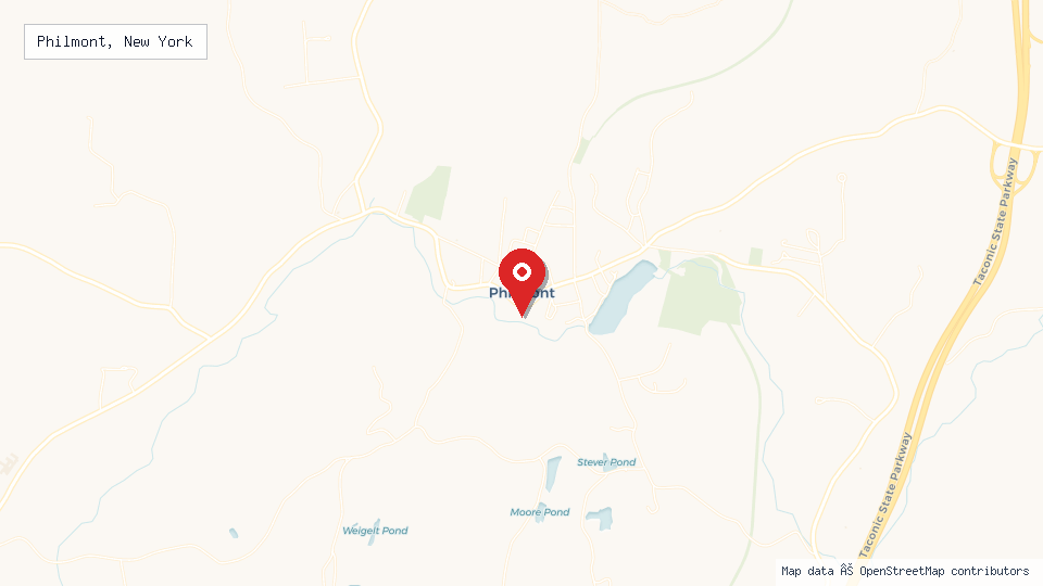 Street map of Philmont, New York with location pin