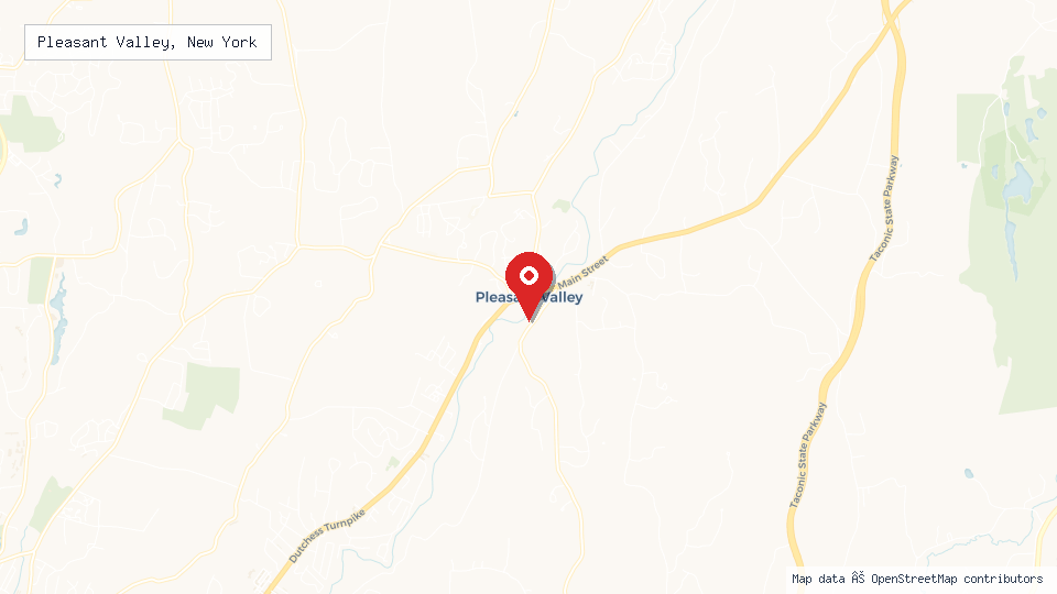 Street map of Pleasant Valley, New York with location pin