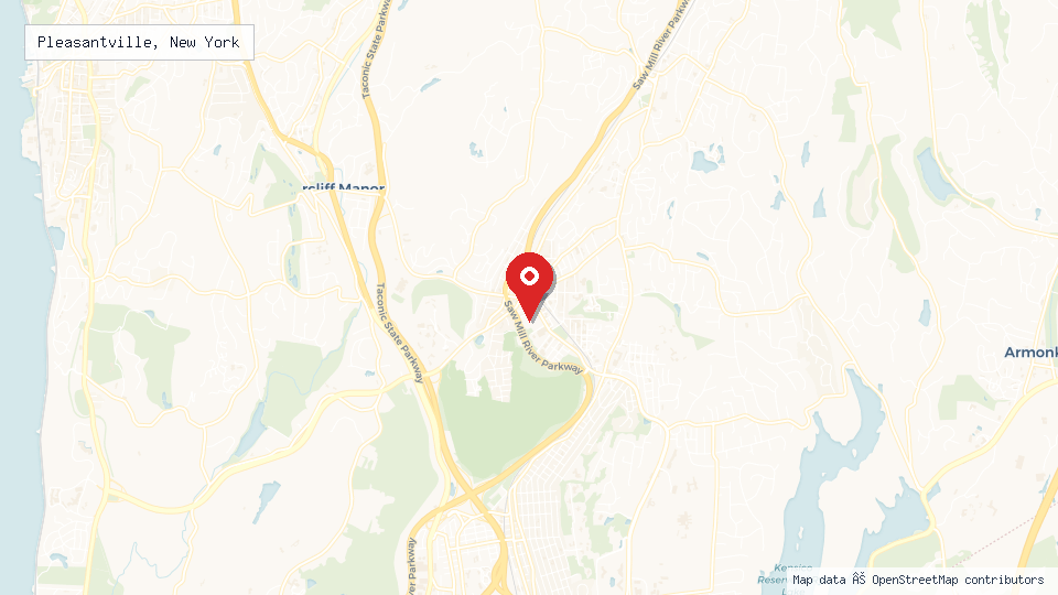 Street map of Pleasantville, New York with location pin