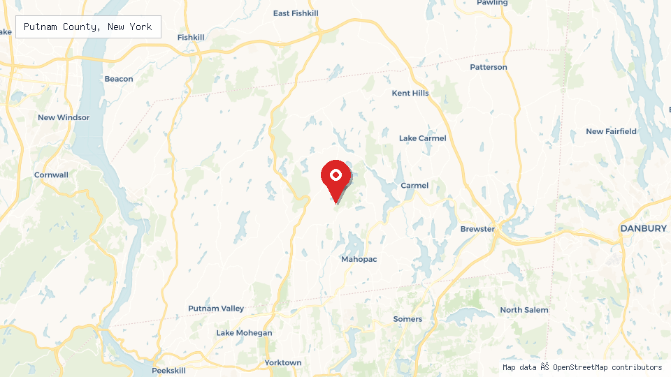 Street map of Putnam County, New York with location pin