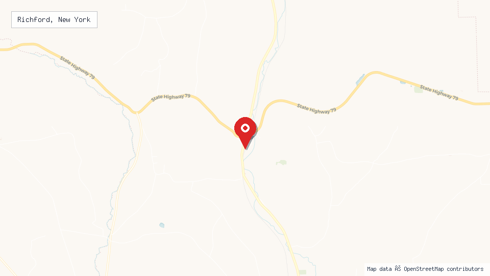 Street map of Richford, New York with location pin