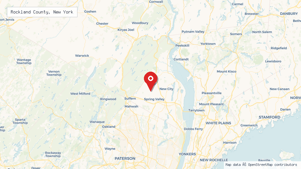 Street map of Rockland County, New York with location pin