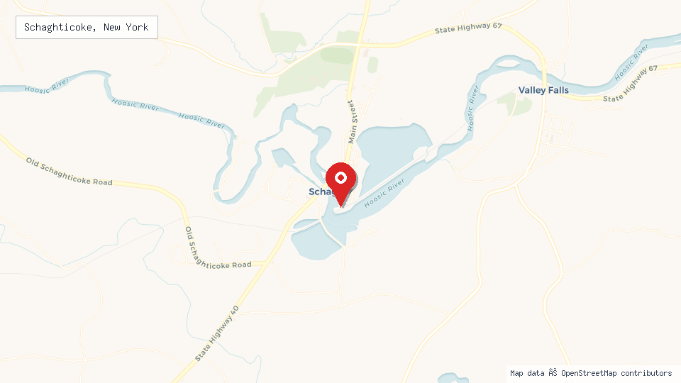 Street map of Schaghticoke, New York with location pin
