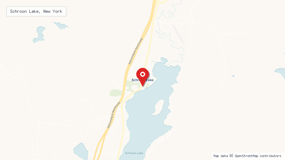 Street map of Schroon Lake, New York with location pin
