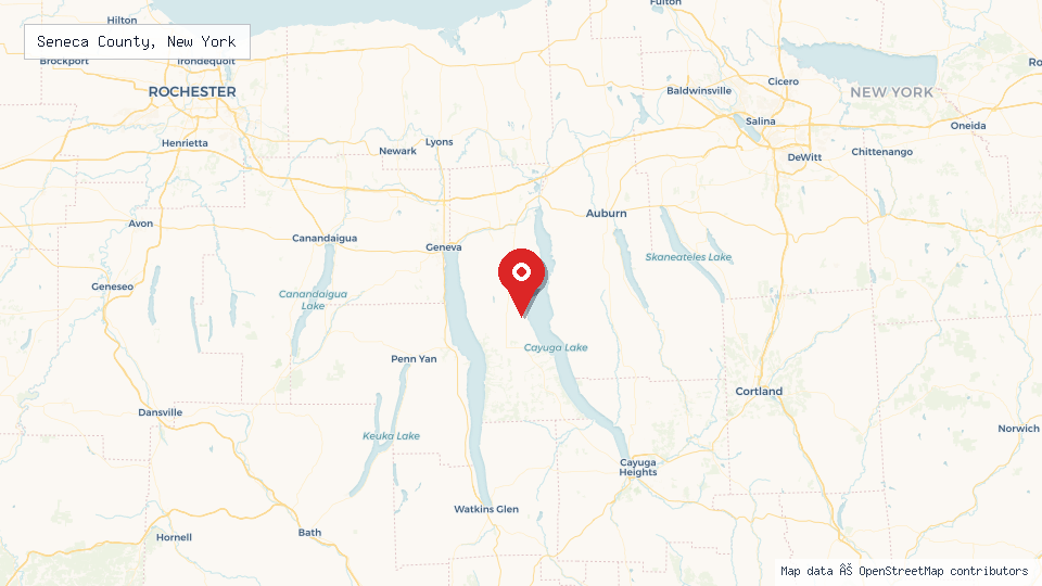 Street map of Seneca County, New York with location pin