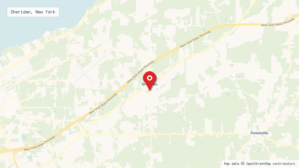 Street map of Sheridan, New York with location pin