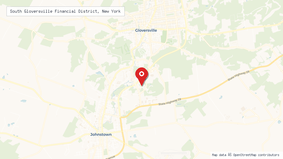 Street map of South Gloversville Financial District, New York with location pin