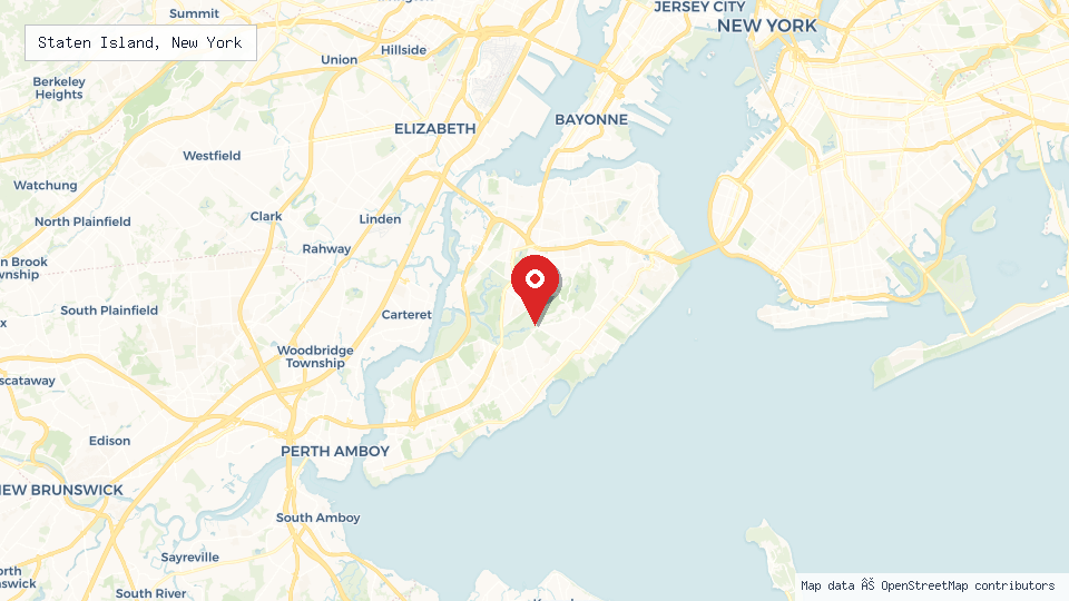 Street map of Staten Island, New York with location pin