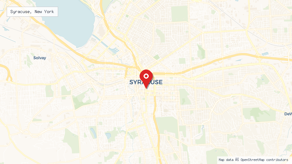 Street map of Syracuse, New York with location pin