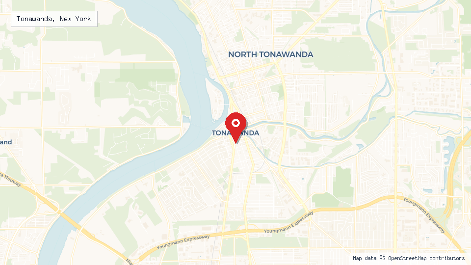 Street map of Tonawanda, New York with location pin