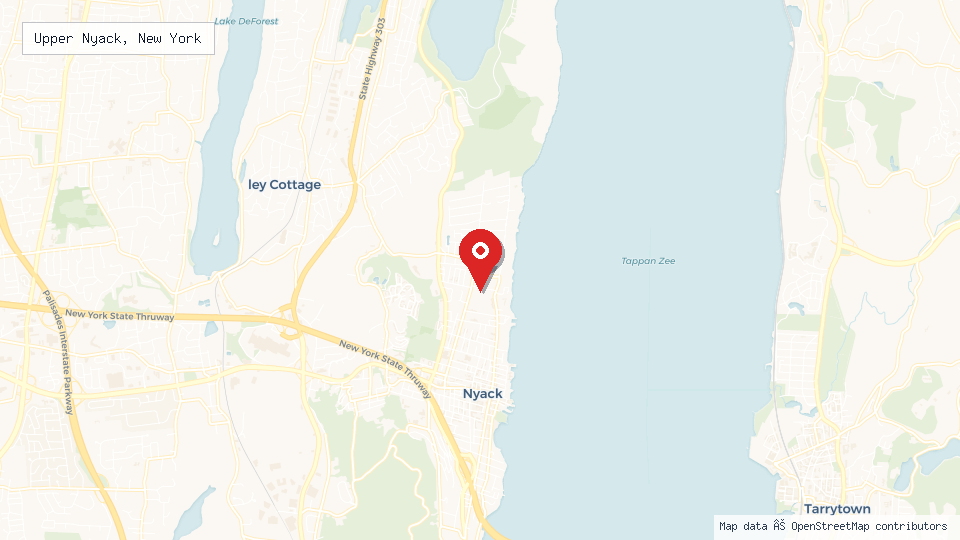 Street map of Upper Nyack, New York with location pin