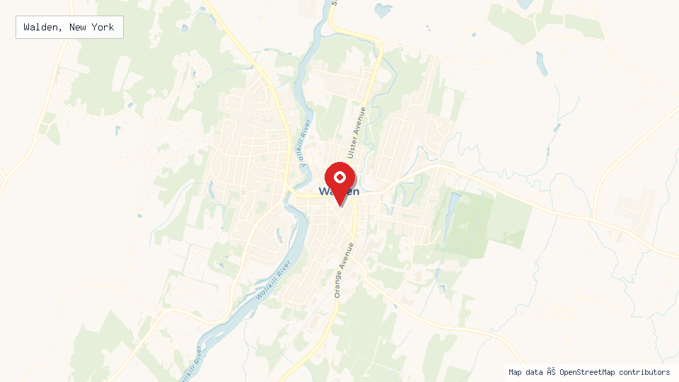 Street map of Walden, New York with location pin
