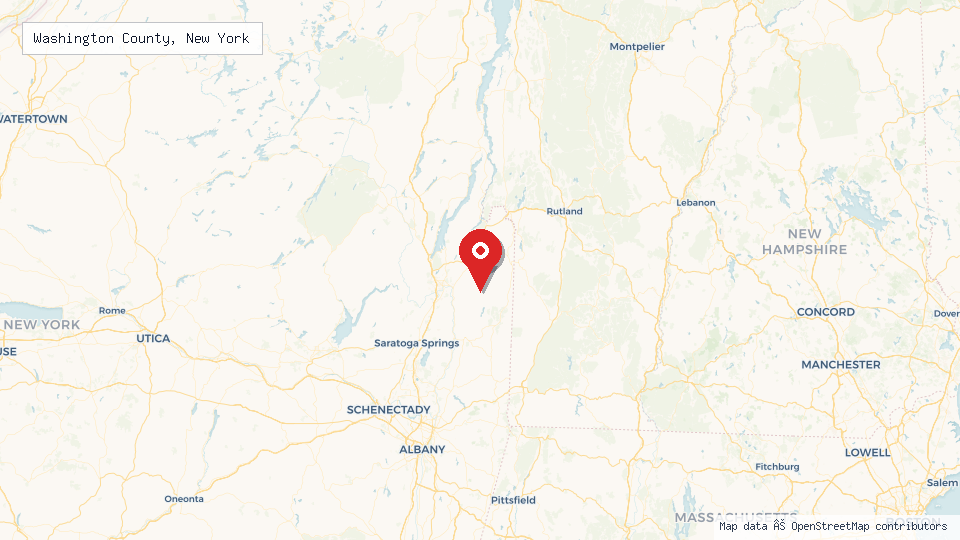 Street map of Washington County, New York with location pin