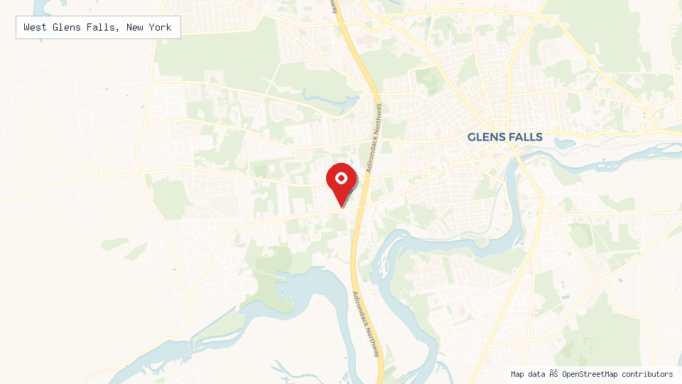 Street map of West Glens Falls, New York with location pin