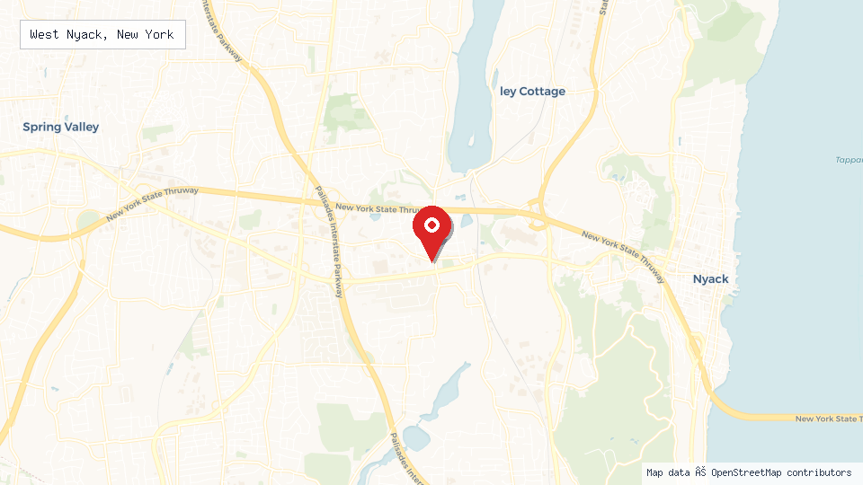 Street map of West Nyack, New York with location pin