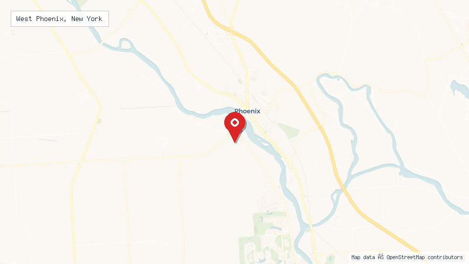 Street map of West Phoenix, New York with location pin