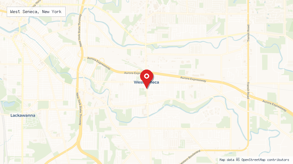 Street map of West Seneca, New York with location pin