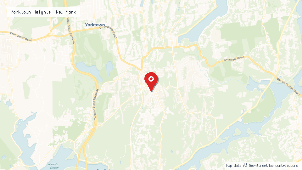 Street map of Yorktown Heights, New York with location pin