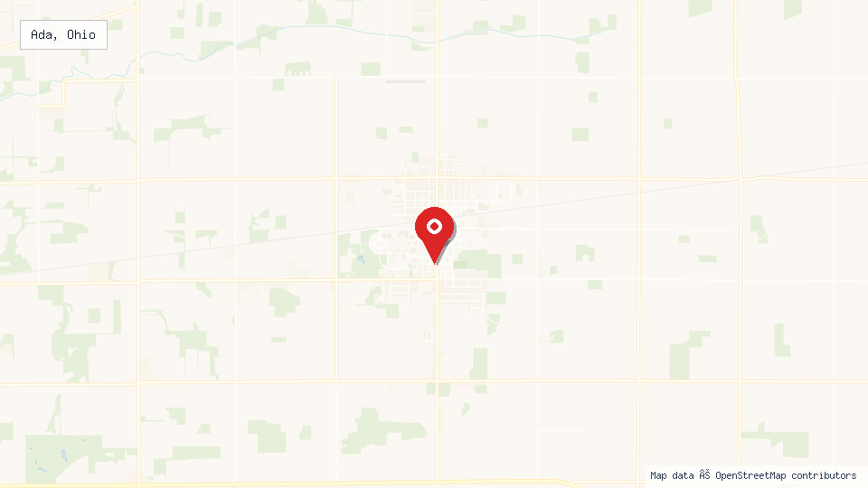 Street map of Ada, Ohio with location pin