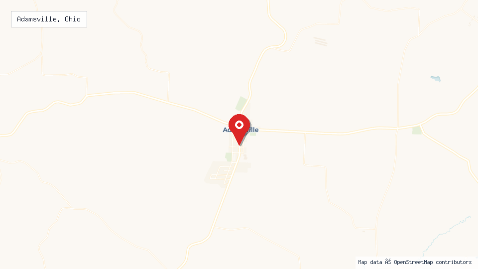 Street map of Adamsville, Ohio with location pin