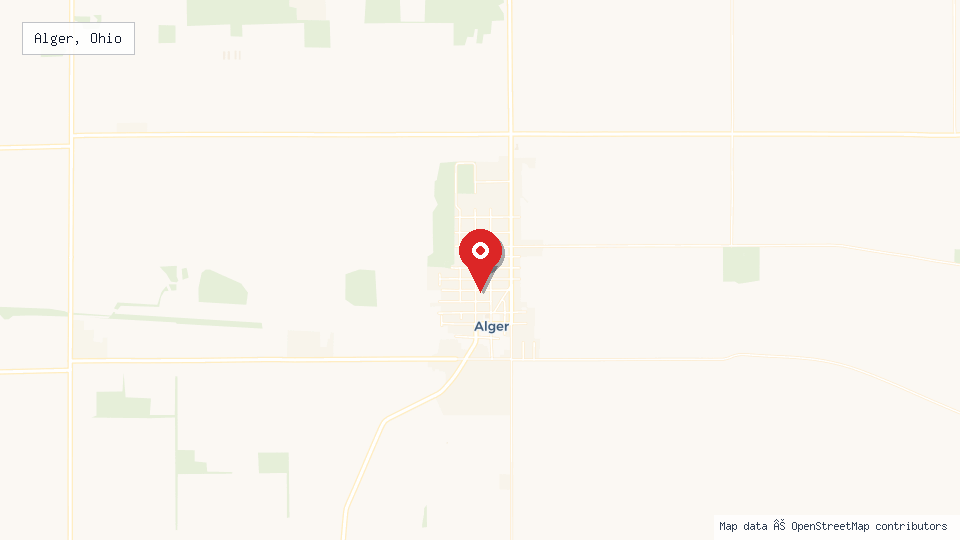 Street map of Alger, Ohio with location pin