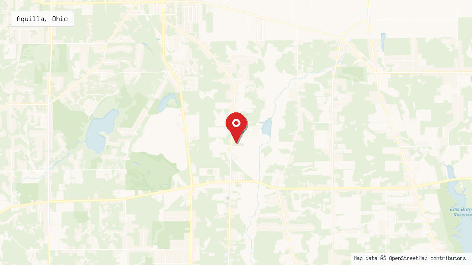 Street map of Aquilla, Ohio with location pin
