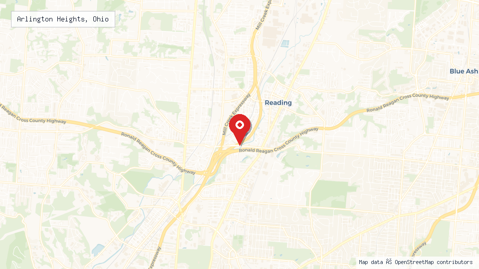 Street map of Arlington Heights, Ohio with location pin