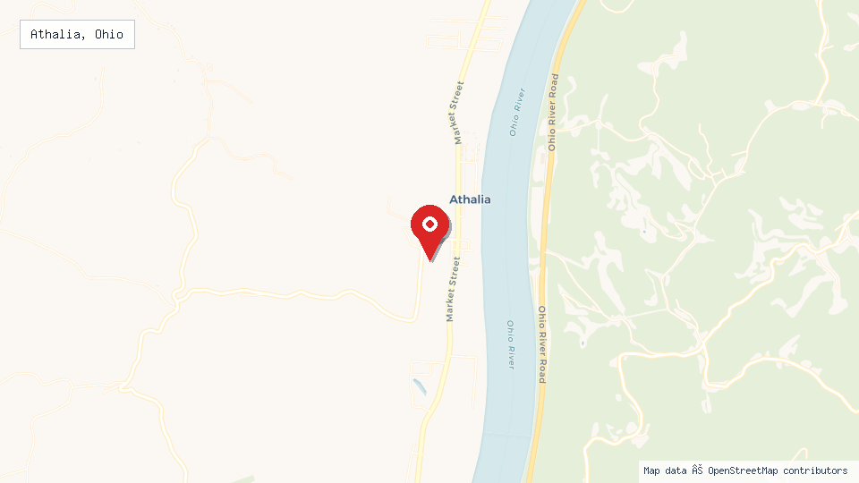 Street map of Athalia, Ohio with location pin