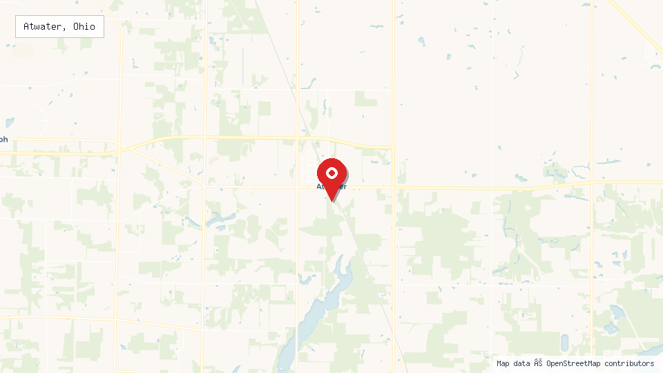 Street map of Atwater, Ohio with location pin
