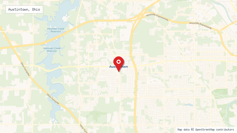 Street map of Austintown, Ohio with location pin