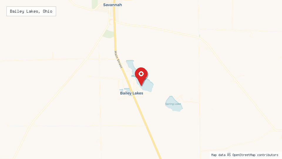 Street map of Bailey Lakes, Ohio with location pin