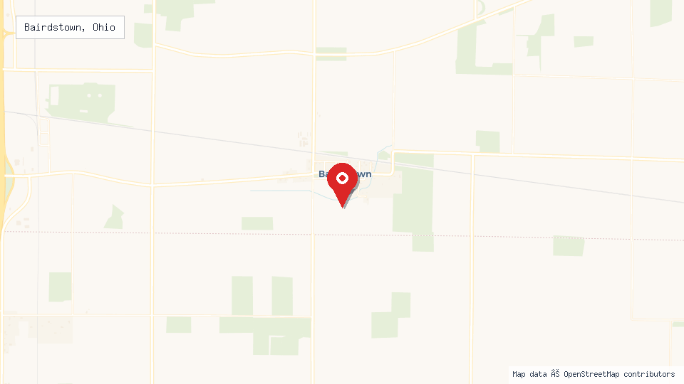 Street map of Bairdstown, Ohio with location pin