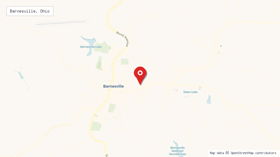 Street map of Barnesville, Ohio with location pin