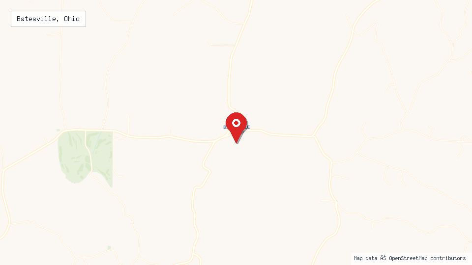 Street map of Batesville, Ohio with location pin