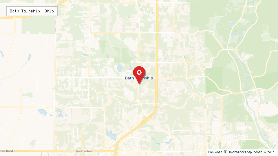 Street map of Bath Township, Ohio with location pin