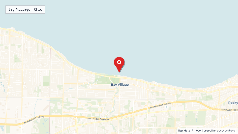 Street map of Bay Village, Ohio with location pin