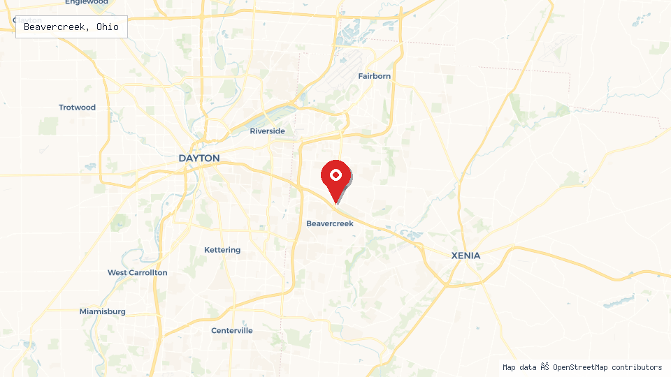 Street map of Beavercreek, Ohio with location pin